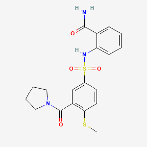molecular formula C19H21N3O4S2 B4654272 2-({[4-(methylthio)-3-(1-pyrrolidinylcarbonyl)phenyl]sulfonyl}amino)benzamide 