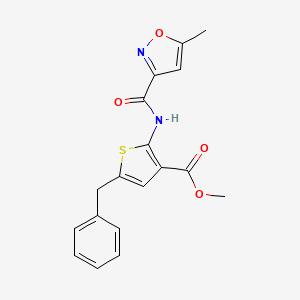 molecular formula C18H16N2O4S B4654274 methyl 5-benzyl-2-{[(5-methyl-3-isoxazolyl)carbonyl]amino}-3-thiophenecarboxylate 