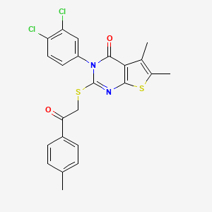 molecular formula C23H18Cl2N2O2S2 B4654324 3-(3,4-dichlorophenyl)-5,6-dimethyl-2-{[2-(4-methylphenyl)-2-oxoethyl]thio}thieno[2,3-d]pyrimidin-4(3H)-one 