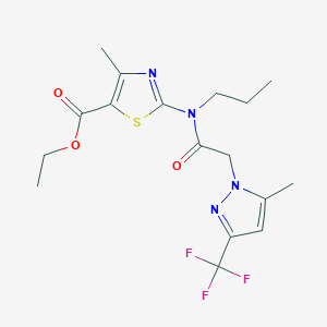 molecular formula C17H21F3N4O3S B4654327 ethyl 4-methyl-2-[{[5-methyl-3-(trifluoromethyl)-1H-pyrazol-1-yl]acetyl}(propyl)amino]-1,3-thiazole-5-carboxylate 