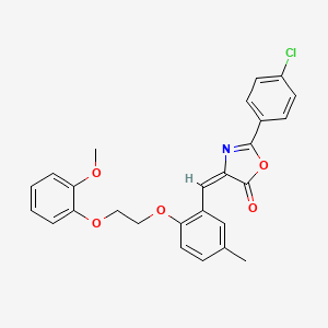 molecular formula C26H22ClNO5 B4654347 2-(4-chlorophenyl)-4-{2-[2-(2-methoxyphenoxy)ethoxy]-5-methylbenzylidene}-1,3-oxazol-5(4H)-one 