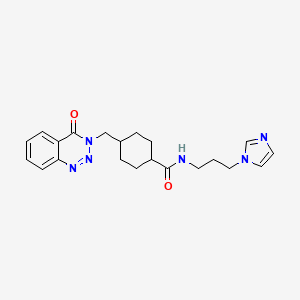 molecular formula C21H26N6O2 B4654354 N-[3-(1H-imidazol-1-yl)propyl]-4-[(4-oxo-1,2,3-benzotriazin-3(4H)-yl)methyl]cyclohexanecarboxamide 