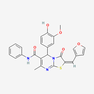molecular formula C26H21N3O5S B4654399 2-(3-furylmethylene)-5-(4-hydroxy-3-methoxyphenyl)-7-methyl-3-oxo-N-phenyl-2,3-dihydro-5H-[1,3]thiazolo[3,2-a]pyrimidine-6-carboxamide 