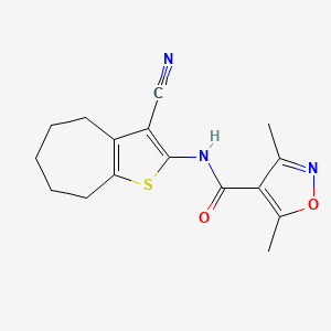 molecular formula C16H17N3O2S B4654400 N-(3-cyano-5,6,7,8-tetrahydro-4H-cyclohepta[b]thien-2-yl)-3,5-dimethyl-4-isoxazolecarboxamide 