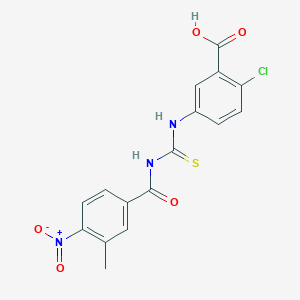 molecular formula C16H12ClN3O5S B4654407 2-chloro-5-({[(3-methyl-4-nitrobenzoyl)amino]carbonothioyl}amino)benzoic acid 