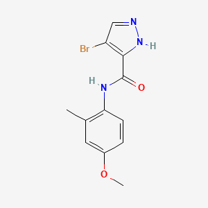 molecular formula C12H12BrN3O2 B4654432 4-bromo-N-(4-methoxy-2-methylphenyl)-1H-pyrazole-3-carboxamide 