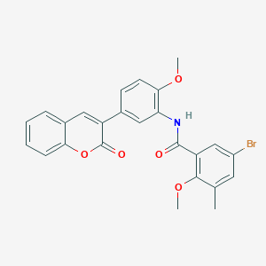 molecular formula C25H20BrNO5 B4654434 5-bromo-2-methoxy-N-[2-methoxy-5-(2-oxo-2H-chromen-3-yl)phenyl]-3-methylbenzamide 