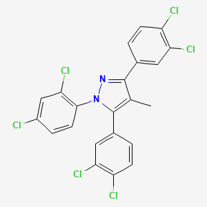 molecular formula C22H12Cl6N2 B4654542 1-(2,4-dichlorophenyl)-3,5-bis(3,4-dichlorophenyl)-4-methyl-1H-pyrazole 