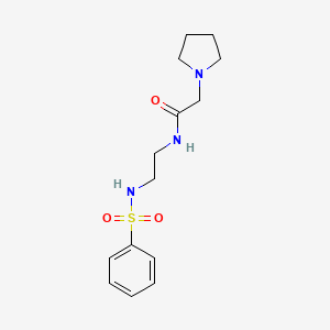 molecular formula C14H21N3O3S B4654547 N-{2-[(phenylsulfonyl)amino]ethyl}-2-(1-pyrrolidinyl)acetamide 