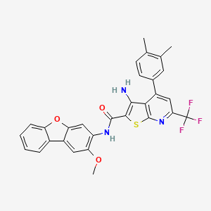 molecular formula C30H22F3N3O3S B4654552 3-amino-4-(3,4-dimethylphenyl)-N-(2-methoxydibenzo[b,d]furan-3-yl)-6-(trifluoromethyl)thieno[2,3-b]pyridine-2-carboxamide 
