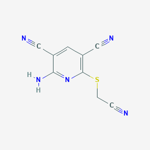 molecular formula C9H5N5S B4654593 2-amino-6-[(cyanomethyl)thio]-3,5-pyridinedicarbonitrile 