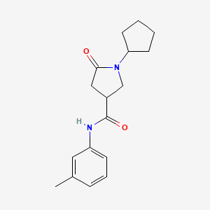 molecular formula C17H22N2O2 B4654606 1-cyclopentyl-N-(3-methylphenyl)-5-oxo-3-pyrrolidinecarboxamide 