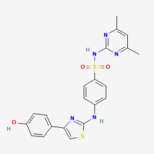 molecular formula C21H19N5O3S2 B4654627 N-(4,6-dimethyl-2-pyrimidinyl)-4-{[4-(4-hydroxyphenyl)-1,3-thiazol-2-yl]amino}benzenesulfonamide 