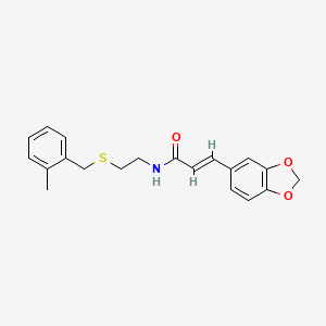 molecular formula C20H21NO3S B4654630 3-(1,3-benzodioxol-5-yl)-N-{2-[(2-methylbenzyl)thio]ethyl}acrylamide 