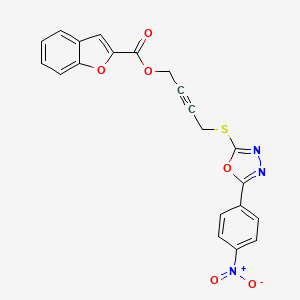 molecular formula C21H13N3O6S B4654652 4-{[5-(4-nitrophenyl)-1,3,4-oxadiazol-2-yl]thio}-2-butyn-1-yl 1-benzofuran-2-carboxylate 