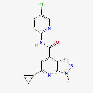 molecular formula C16H14ClN5O B4654675 N-(5-chloro-2-pyridinyl)-6-cyclopropyl-1-methyl-1H-pyrazolo[3,4-b]pyridine-4-carboxamide 