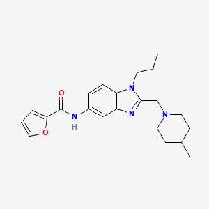 molecular formula C22H28N4O2 B4654691 N-{2-[(4-methyl-1-piperidinyl)methyl]-1-propyl-1H-benzimidazol-5-yl}-2-furamide 