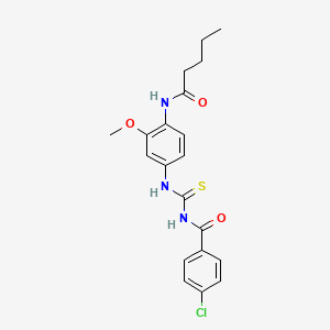 molecular formula C20H22ClN3O3S B4654702 4-chloro-N-({[3-methoxy-4-(pentanoylamino)phenyl]amino}carbonothioyl)benzamide 