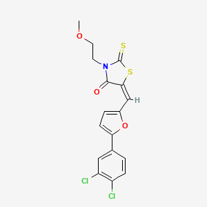 molecular formula C17H13Cl2NO3S2 B4654716 5-{[5-(3,4-dichlorophenyl)-2-furyl]methylene}-3-(2-methoxyethyl)-2-thioxo-1,3-thiazolidin-4-one 