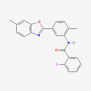 2-iodo-N-[2-methyl-5-(6-methyl-1,3-benzoxazol-2-yl)phenyl]benzamide