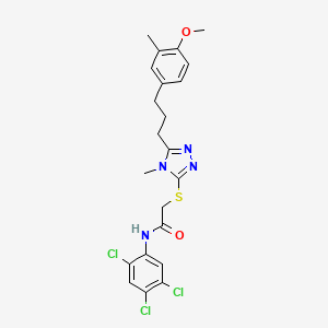 molecular formula C22H23Cl3N4O2S B4654787 2-({5-[3-(4-methoxy-3-methylphenyl)propyl]-4-methyl-4H-1,2,4-triazol-3-yl}thio)-N-(2,4,5-trichlorophenyl)acetamide 