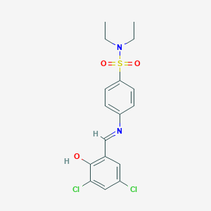 molecular formula C17H18Cl2N2O3S B465480 4-[(3,5-dichloro-2-hydroxybenzylidene)amino]-N,N-diethylbenzenesulfonamide 