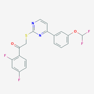 molecular formula C19H12F4N2O2S B4654820 2-({4-[3-(difluoromethoxy)phenyl]-2-pyrimidinyl}thio)-1-(2,4-difluorophenyl)ethanone 