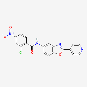 molecular formula C19H11ClN4O4 B4654824 2-chloro-4-nitro-N-[2-(4-pyridinyl)-1,3-benzoxazol-5-yl]benzamide 