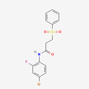 molecular formula C15H13BrFNO3S B4654851 N-(4-bromo-2-fluorophenyl)-3-(phenylsulfonyl)propanamide 