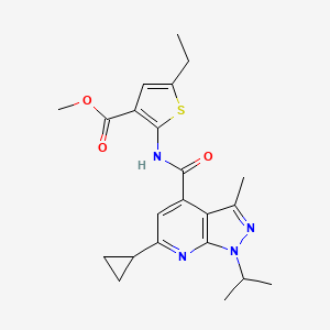 molecular formula C22H26N4O3S B4654865 methyl 2-{[(6-cyclopropyl-1-isopropyl-3-methyl-1H-pyrazolo[3,4-b]pyridin-4-yl)carbonyl]amino}-5-ethyl-3-thiophenecarboxylate 