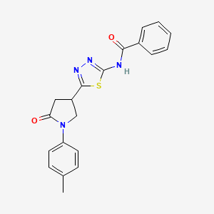 molecular formula C20H18N4O2S B4654887 N-{5-[1-(4-methylphenyl)-5-oxo-3-pyrrolidinyl]-1,3,4-thiadiazol-2-yl}benzamide 