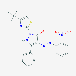 (4E)-2-(4-tert-butyl-1,3-thiazol-2-yl)-4-[2-(2-nitrophenyl)hydrazinylidene]-5-phenyl-2,4-dihydro-3H-pyrazol-3-one