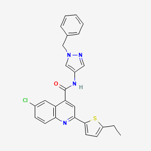 molecular formula C26H21ClN4OS B4654940 N-(1-benzyl-1H-pyrazol-4-yl)-6-chloro-2-(5-ethyl-2-thienyl)-4-quinolinecarboxamide 