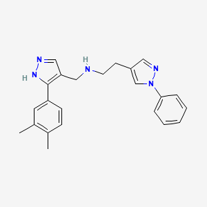 molecular formula C23H25N5 B4655004 N-{[3-(3,4-dimethylphenyl)-1H-pyrazol-4-yl]methyl}-2-(1-phenyl-1H-pyrazol-4-yl)ethanamine 