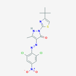 molecular formula C17H16Cl2N6O3S B465501 4-{[(2,6-Dichloro-4-nitrophenyl)amino]azamethylene}-1-[4-(tert-butyl)(1,3-thia zol-2-yl)]-3-methyl-1,2-diazolin-5-one 