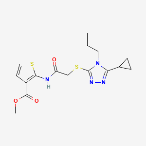 molecular formula C16H20N4O3S2 B4655028 methyl 2-({[(5-cyclopropyl-4-propyl-4H-1,2,4-triazol-3-yl)thio]acetyl}amino)-3-thiophenecarboxylate 