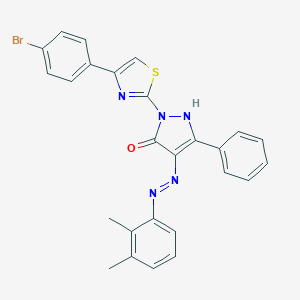 molecular formula C26H20BrN5OS B465504 (4Z)-2-[4-(4-bromophenyl)-1,3-thiazol-2-yl]-4-[2-(2,3-dimethylphenyl)hydrazinylidene]-5-phenyl-2,4-dihydro-3H-pyrazol-3-one 