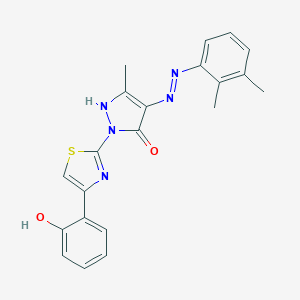 molecular formula C21H19N5O2S B465505 (4Z)-4-[2-(2,3-dimethylphenyl)hydrazinylidene]-2-[4-(2-hydroxyphenyl)-1,3-thiazol-2-yl]-5-methyl-2,4-dihydro-3H-pyrazol-3-one 