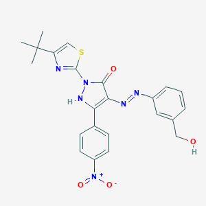 (4E)-2-(4-tert-butyl-1,3-thiazol-2-yl)-4-{2-[3-(hydroxymethyl)phenyl]hydrazinylidene}-5-(4-nitrophenyl)-2,4-dihydro-3H-pyrazol-3-one