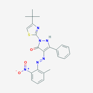 molecular formula C23H22N6O3S B465509 (4Z)-2-(4-tert-butyl-1,3-thiazol-2-yl)-4-[2-(2-methyl-6-nitrophenyl)hydrazinylidene]-5-phenyl-2,4-dihydro-3H-pyrazol-3-one 
