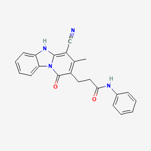 molecular formula C22H18N4O2 B4655097 3-(4-cyano-3-methyl-1-oxo-1,5-dihydropyrido[1,2-a]benzimidazol-2-yl)-N-phenylpropanamide 