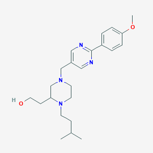 molecular formula C23H34N4O2 B4655120 2-[4-{[2-(4-methoxyphenyl)-5-pyrimidinyl]methyl}-1-(3-methylbutyl)-2-piperazinyl]ethanol 