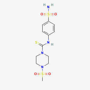 molecular formula C12H18N4O4S3 B4655144 N-[4-(aminosulfonyl)phenyl]-4-(methylsulfonyl)-1-piperazinecarbothioamide 
