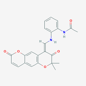 N-(2-{[(2,2-dimethyl-3,7-dioxo-2,3-dihydropyrano[2,3-g]chromen-4(7H)-ylidene)methyl]amino}phenyl)acetamide