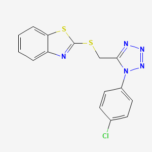 molecular formula C15H10ClN5S2 B4655165 2-({[1-(4-chlorophenyl)-1H-tetrazol-5-yl]methyl}thio)-1,3-benzothiazole 
