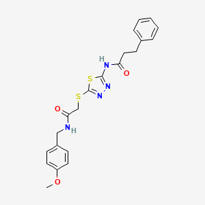 molecular formula C21H22N4O3S2 B4655200 N-[5-({2-[(4-methoxybenzyl)amino]-2-oxoethyl}thio)-1,3,4-thiadiazol-2-yl]-3-phenylpropanamide 
