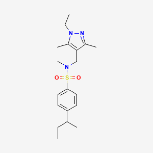 molecular formula C19H29N3O2S B4655220 4-sec-butyl-N-[(1-ethyl-3,5-dimethyl-1H-pyrazol-4-yl)methyl]-N-methylbenzenesulfonamide 