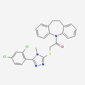 molecular formula C25H20Cl2N4OS B4655242 5-({[5-(2,4-dichlorophenyl)-4-methyl-4H-1,2,4-triazol-3-yl]thio}acetyl)-10,11-dihydro-5H-dibenzo[b,f]azepine 