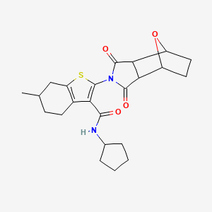 molecular formula C23H28N2O4S B4655252 N-cyclopentyl-2-(3,5-dioxo-10-oxa-4-azatricyclo[5.2.1.0~2,6~]dec-4-yl)-6-methyl-4,5,6,7-tetrahydro-1-benzothiophene-3-carboxamide 