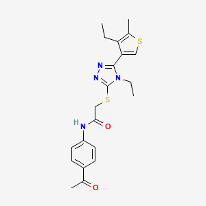 molecular formula C21H24N4O2S2 B4655264 N-(4-acetylphenyl)-2-{[4-ethyl-5-(4-ethyl-5-methyl-3-thienyl)-4H-1,2,4-triazol-3-yl]thio}acetamide 